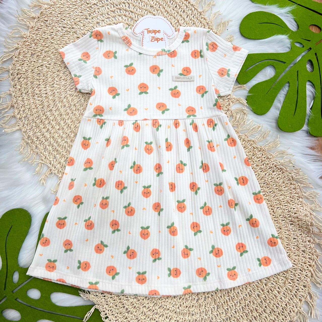  Vestido Canelado Off White Laranjinhas
